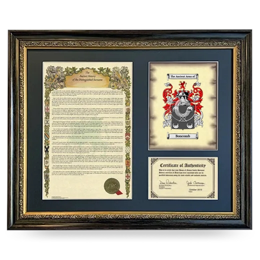 Boncomb Framed Surname History and Coat of Arms- Heirloom