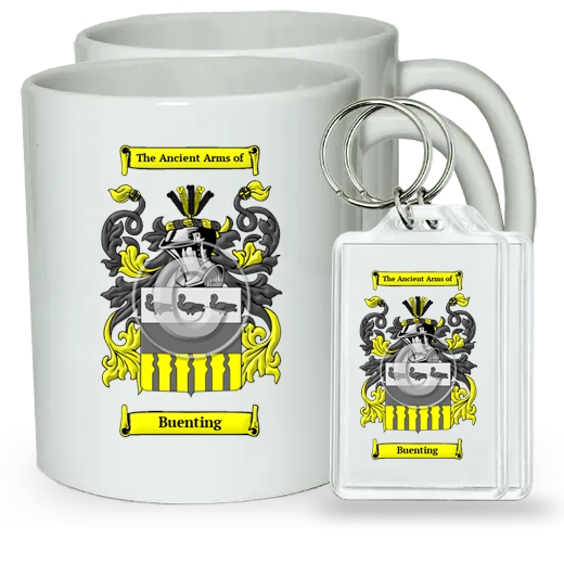 Buenting Pair of Coffee Mugs and Pair of Keychains