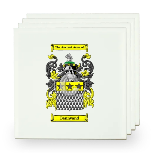 Bannyand Set of Four Small Tiles with Coat of Arms