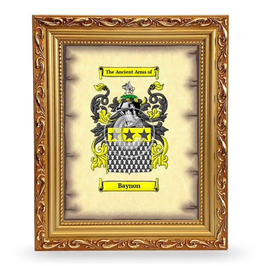 Baynon Coat of Arms Framed - Gold