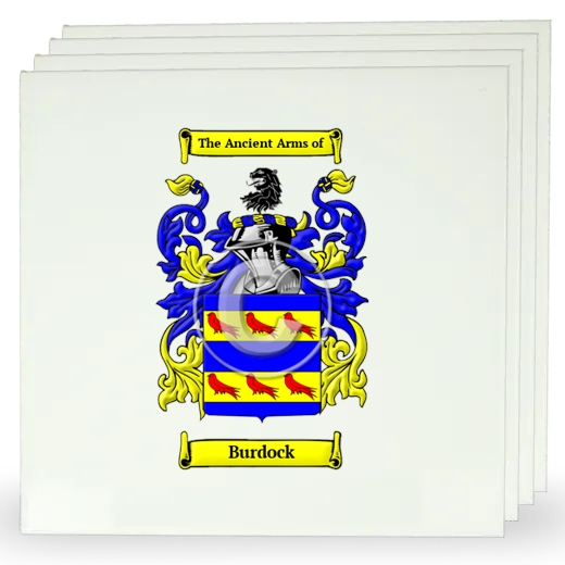 Burdock Set of Four Large Tiles with Coat of Arms