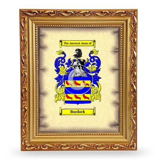 Burdock Coat of Arms Framed - Gold