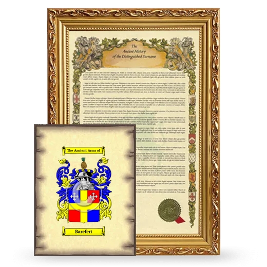 Barefert Framed History and Coat of Arms Print - Gold