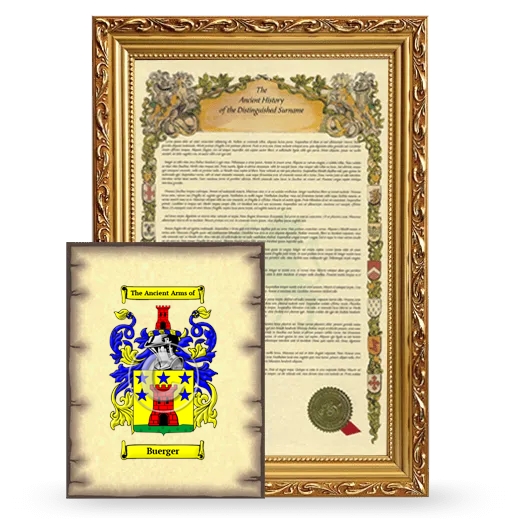 Buerger Framed History and Coat of Arms Print - Gold