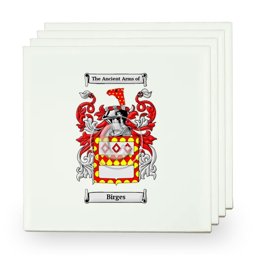 Birges Set of Four Small Tiles with Coat of Arms