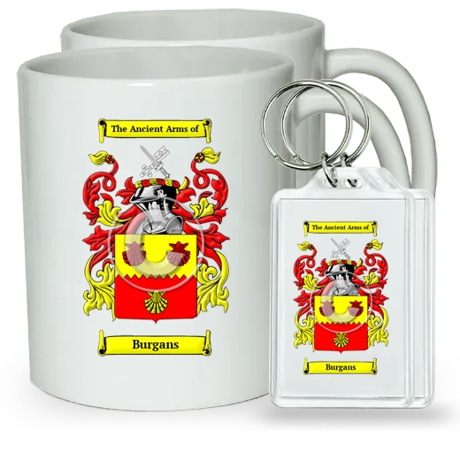 Burgans Pair of Coffee Mugs and Pair of Keychains