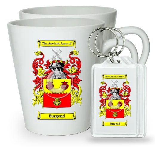 Burgend Pair of Latte Mugs and Pair of Keychains