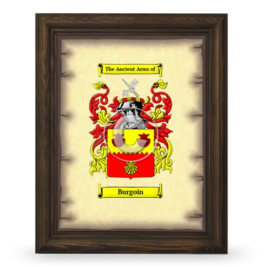 Burgoin Coat of Arms Framed - Brown