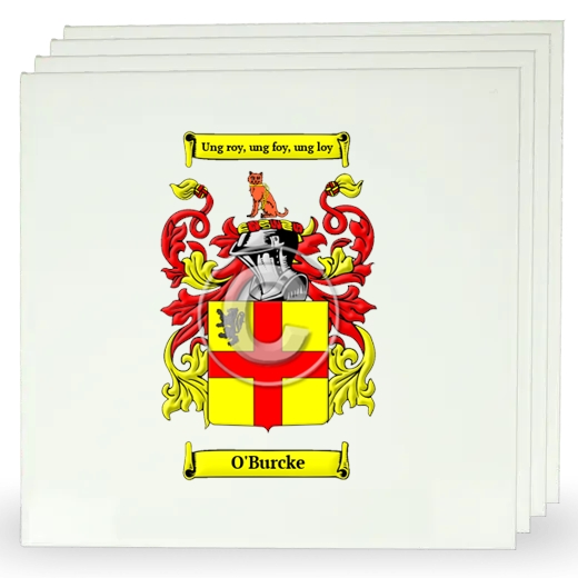 O'Burcke Set of Four Large Tiles with Coat of Arms