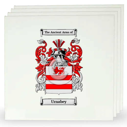 Urnabey Set of Four Large Tiles with Coat of Arms