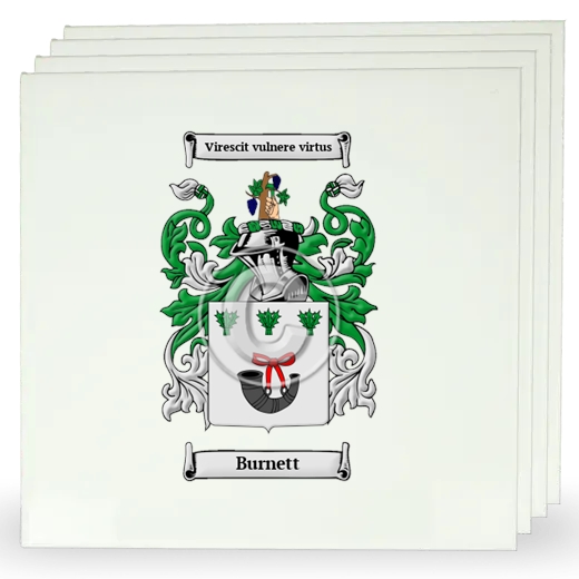 Burnett Set of Four Large Tiles with Coat of Arms