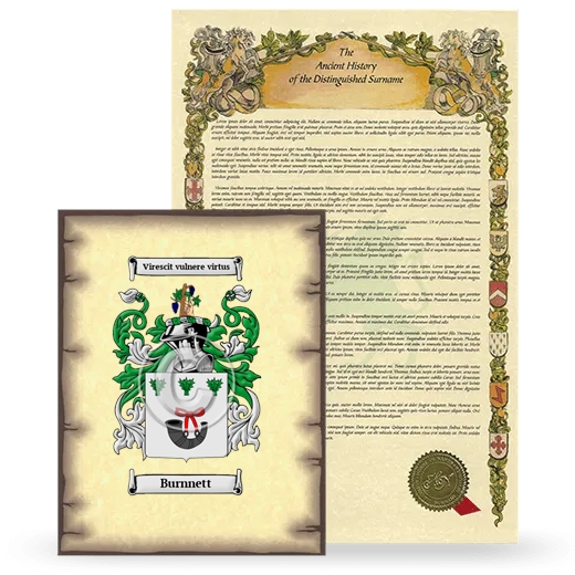 Burnnett Coat of Arms and Surname History Package