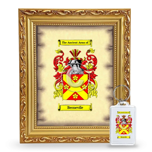 Bernevile Framed Coat of Arms and Keychain - Gold