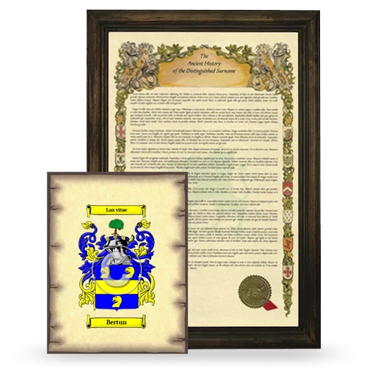 Bertun Framed History and Coat of Arms Print - Brown