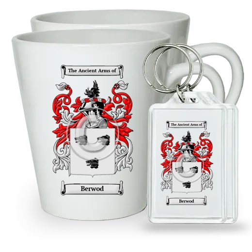 Berwod Pair of Latte Mugs and Pair of Keychains