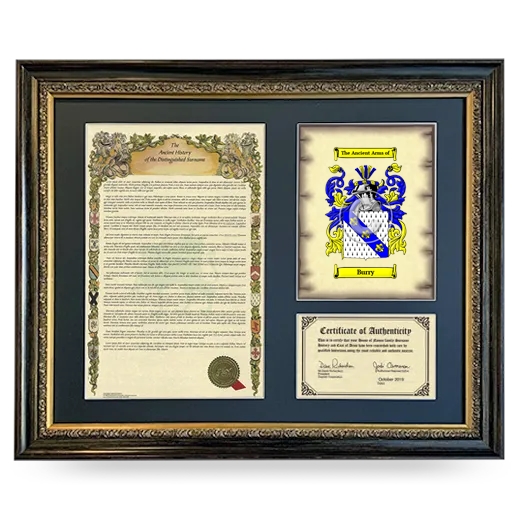 Burry Framed Surname History and Coat of Arms- Heirloom