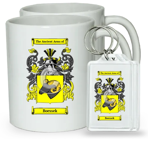 Boessek Pair of Coffee Mugs and Pair of Keychains