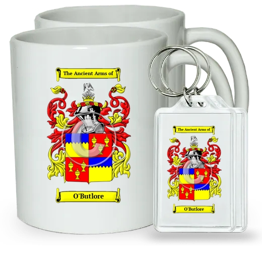 O'Butlore Pair of Coffee Mugs and Pair of Keychains
