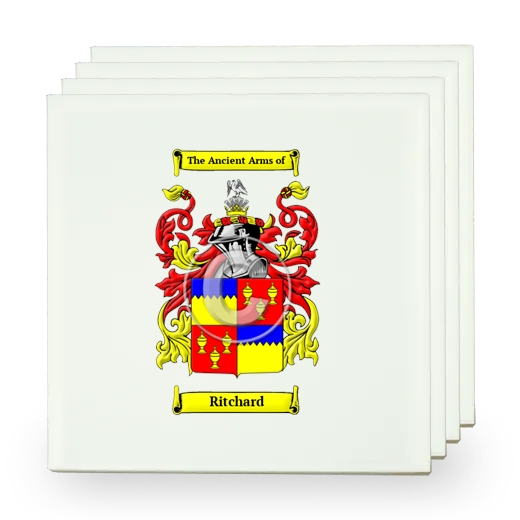 Ritchard Set of Four Small Tiles with Coat of Arms