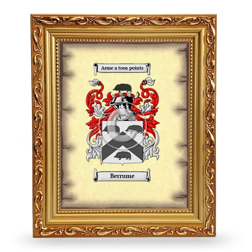 Berrume Coat of Arms Framed - Gold