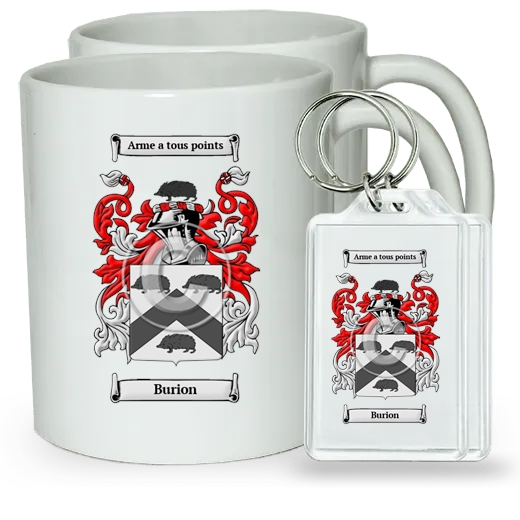 Burion Pair of Coffee Mugs and Pair of Keychains