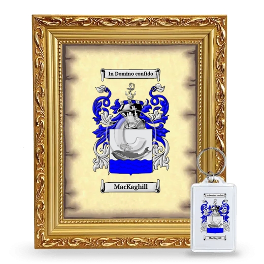 MacKaghill Framed Coat of Arms and Keychain - Gold