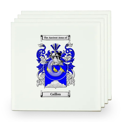 Caillon Set of Four Small Tiles with Coat of Arms
