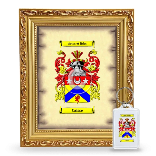 Caisse Framed Coat of Arms and Keychain - Gold