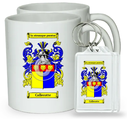 Callecotte Pair of Coffee Mugs and Pair of Keychains