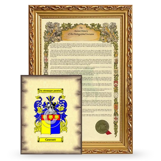 Cawcutt Framed History and Coat of Arms Print - Gold