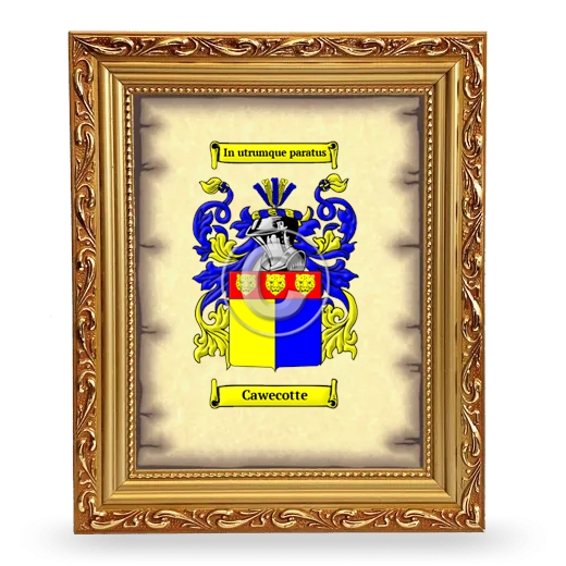 Cawecotte Coat of Arms Framed - Gold