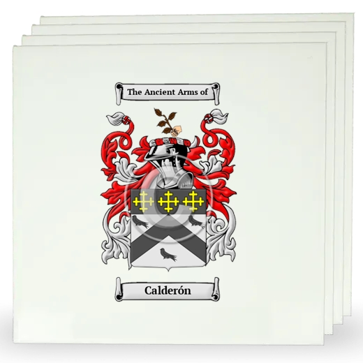 Calderón Set of Four Large Tiles with Coat of Arms