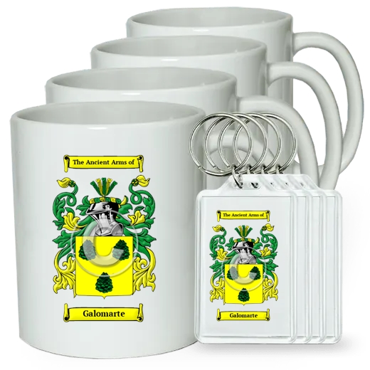 Galomarte Set of 4 Coffee Mugs and Keychains