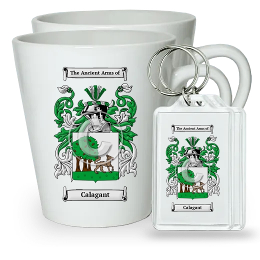 Calagant Pair of Latte Mugs and Pair of Keychains
