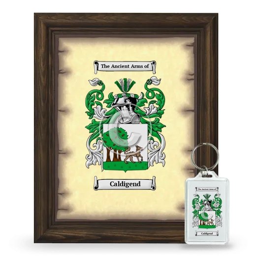 Caldigend Framed Coat of Arms and Keychain - Brown