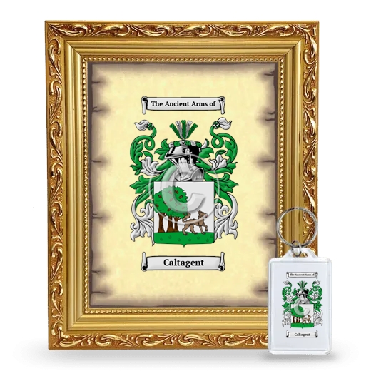 Caltagent Framed Coat of Arms and Keychain - Gold