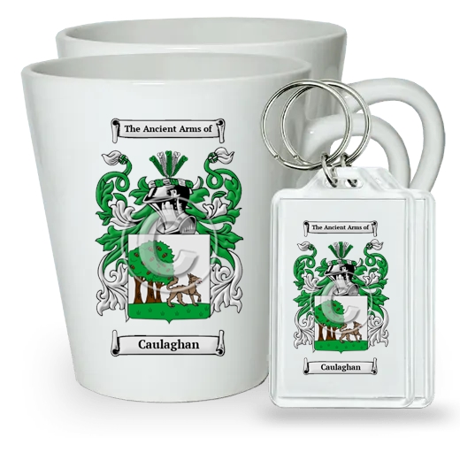 Caulaghan Pair of Latte Mugs and Pair of Keychains