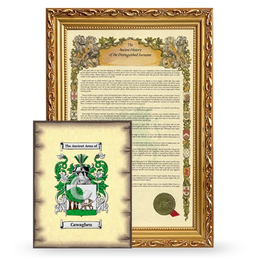 Cawaghen Framed History and Coat of Arms Print - Gold