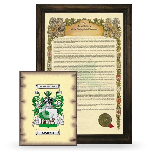 Cawigend Framed History and Coat of Arms Print - Brown