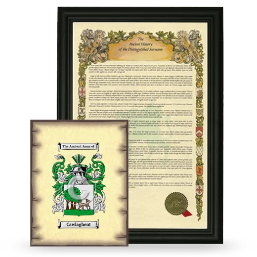 Cawlaghent Framed History and Coat of Arms Print - Black