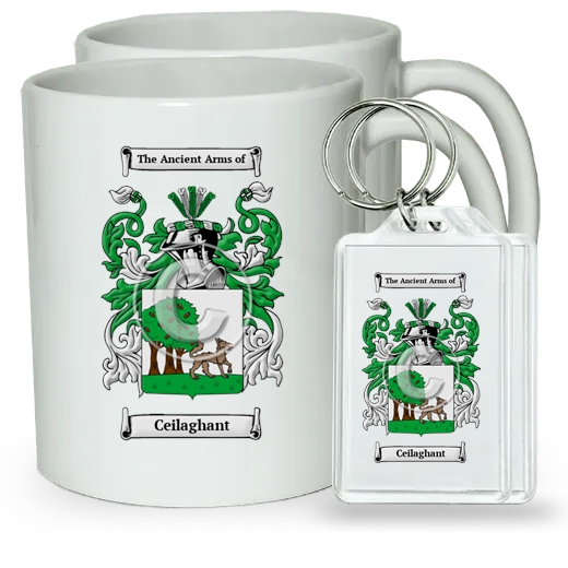 Ceilaghant Pair of Coffee Mugs and Pair of Keychains