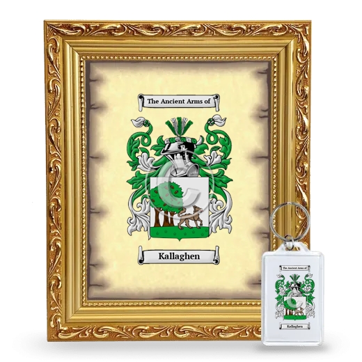 Kallaghen Framed Coat of Arms and Keychain - Gold