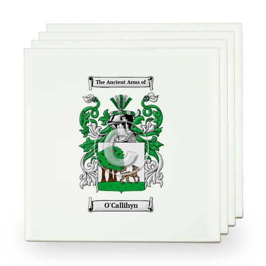 O'Callihyn Set of Four Small Tiles with Coat of Arms