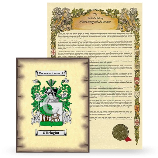 O'Kelagint Coat of Arms and Surname History Package