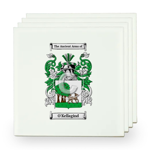 O'Kellagind Set of Four Small Tiles with Coat of Arms