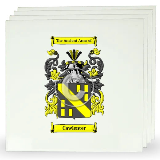 Cawlenter Set of Four Large Tiles with Coat of Arms