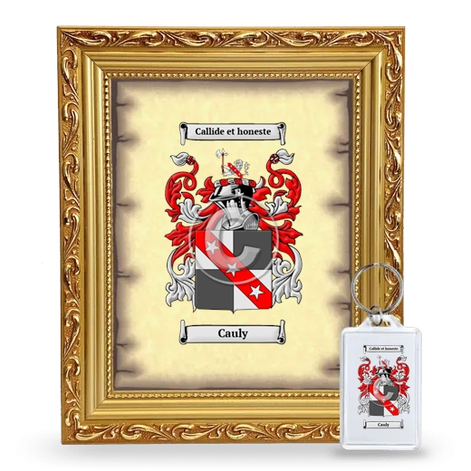 Cauly Framed Coat of Arms and Keychain - Gold