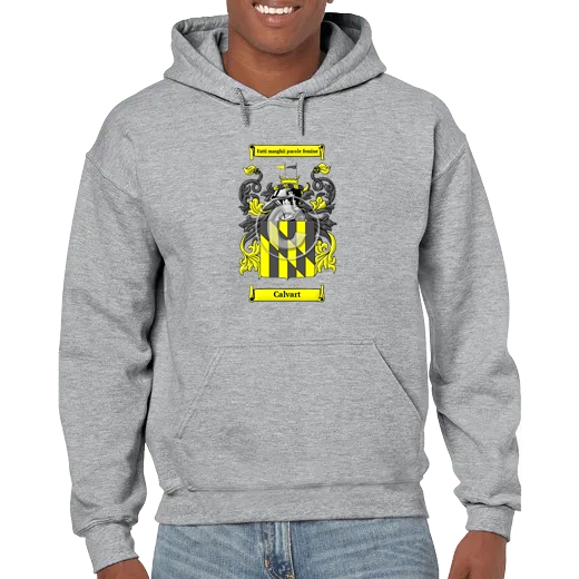 Calvart Grey Unisex Coat of Arms Hooded Sweatshirt