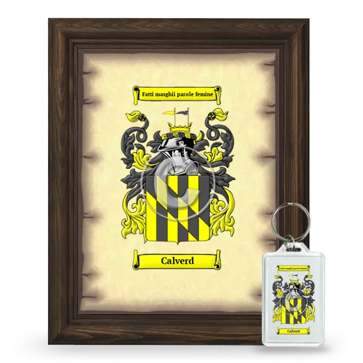 Calverd Framed Coat of Arms and Keychain - Brown