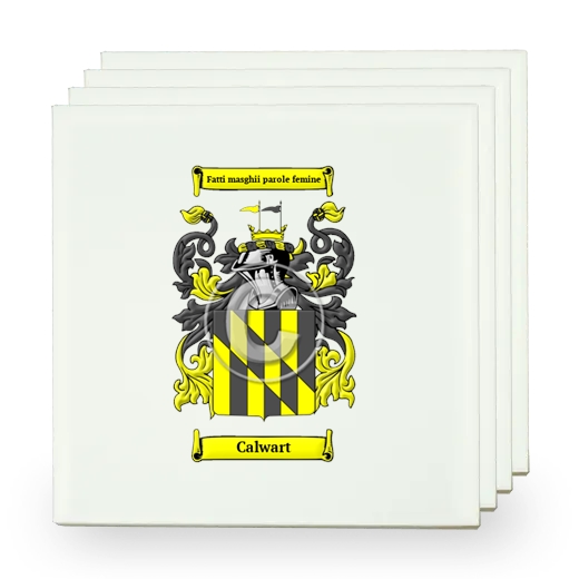 Calwart Set of Four Small Tiles with Coat of Arms